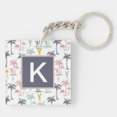 Pastel Palm Tree (palmpalmstructuur) op het strand Sleutelhanger (Achterkant)