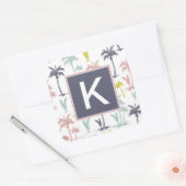 Pastel Palm Tree (palmpalmstructuur) op het strand Vierkante Sticker (Envelop)
