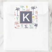 Pastel Palm Tree (palmpalmstructuur) op het strand Vierkante Sticker (Tas)