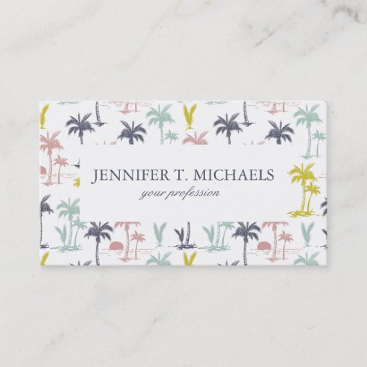 Pastel Palm Tree (palmpalmstructuur) op het strand Visitekaartje (Voorkant)