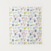 Pastel Palm Tree (palmpalmstructuur) op het strand Wandkleed (Voorkant)