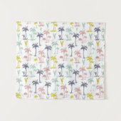 Pastel Palm Tree (palmpalmstructuur) op het strand Wandkleed (Voorkant (horizontaal))