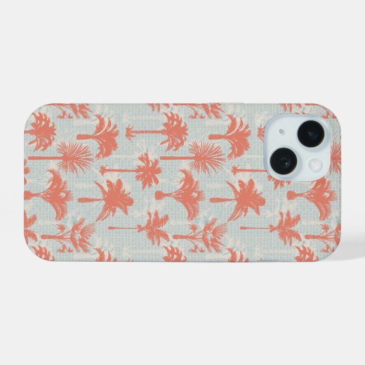 Pastel palmboom patroon iPhone 15 case (Achterkant horizontaal)