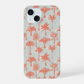 Pastel palmboom patroon iPhone 15 case (Achterkant)