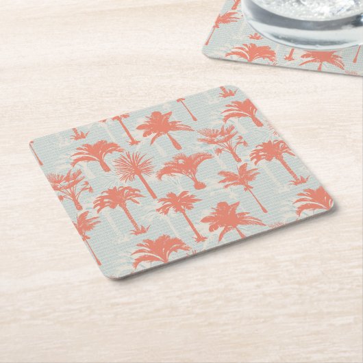 Pastel palmboom patroon kartonnen onderzetters (Schuin)