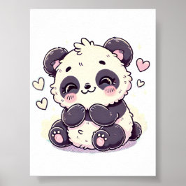 Pastel Panda Design, Zachte Kleur Panda Art Poster