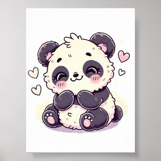 Pastel Panda Design, Zachte Kleur Panda Art Poster (Voorkant)