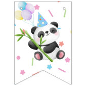 Pastel Panda Verjaardag Banner met Bamboe, Ballonn (Eerste vlag)