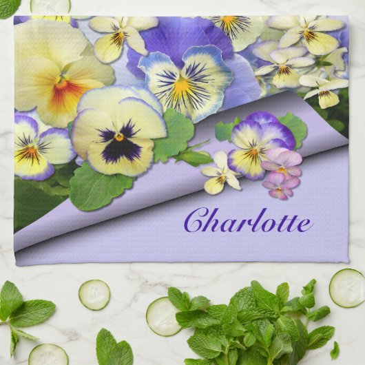 Pastel Pansies ~ Keukenhanddoek (Gevouwen)