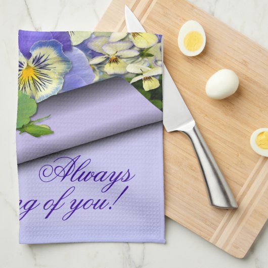 Pastel Pansies ~ Keukenhanddoek # 2 (Quarter Fold)