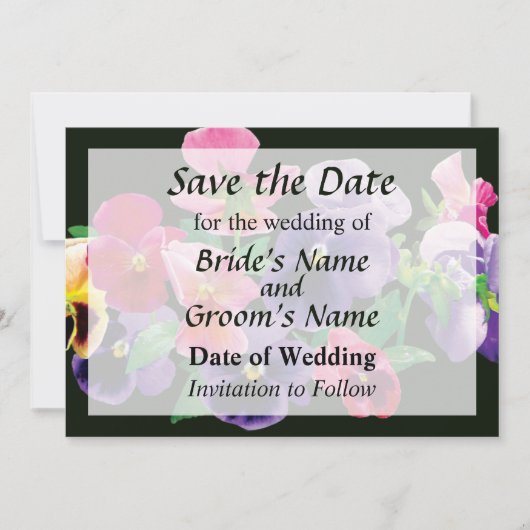 Pastel Pansies opslaan Datum Save The Date (Voorkant)