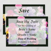 Pastel Pansies opslaan Datum Save The Date (Voorkant / Achterkant)