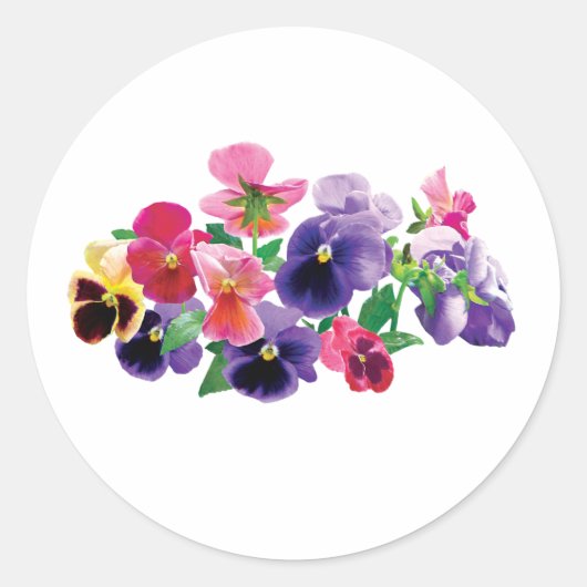Pastel Pansies Ronde Sticker (Voorkant)