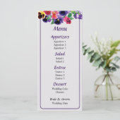 Pastel Pansies Weddenschap Menu (Staand voorkant)