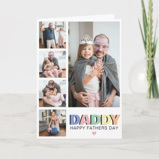 Pastel papa 5 foto vaders dag kaart (Voorkant)