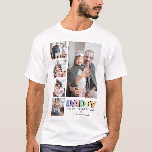 Pastel papa 5 foto vaders dag t-shirt (Voorkant)
