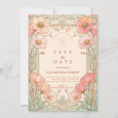 Pastel Papaver Tuin Bruiloft Save The Date (Voorkant)