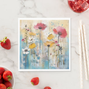 Pastel Papavers Impasto Olie Schilderij Servet