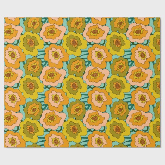 Pastel Papavers Inpakpapier (Vlak)