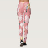 Pastel papavers: Waterverf bloemig naadloos. Leggings (Achterkant)