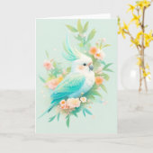Pastel Paradijs Kaketoe Kaart (Gele Bloem)