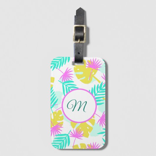 Pastel Paradijs Met Monogram Bagagelabel (Voorkant (verticaal))