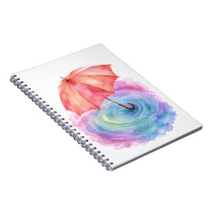 Pastel Paraplu Water Rimpels Aquarel Kunst Notitieboek
