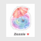 Pastel Paraplu Waterverf Kunst Regeling Sticker (Vel)