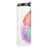 Pastel Paraplu Waterverf Kunst Regeling Thermosbeker (Gedraaid links)