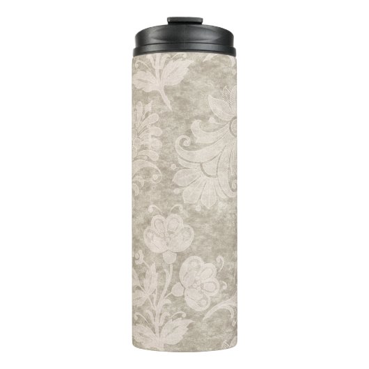 Pastel Parel Damast Patroon Thermosbeker (Voorkant)