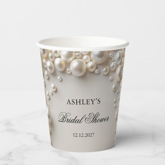 Pastel Parels Elegant Vrijgezellenfeest Papieren Bekers (Achterkant)