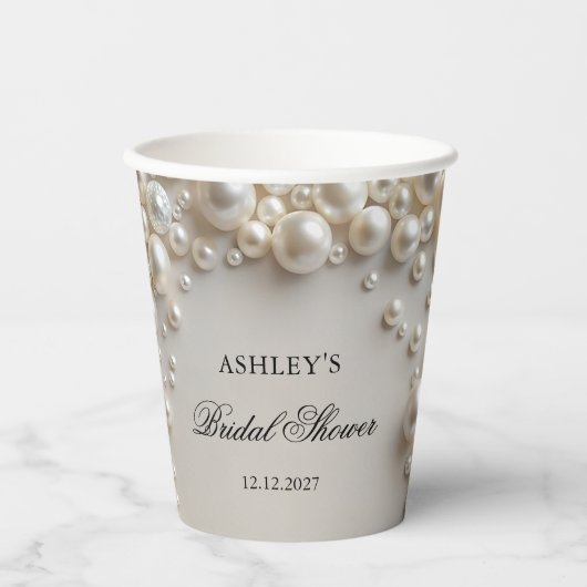 Pastel Parels Elegant Vrijgezellenfeest Papieren Bekers (Voorkant)