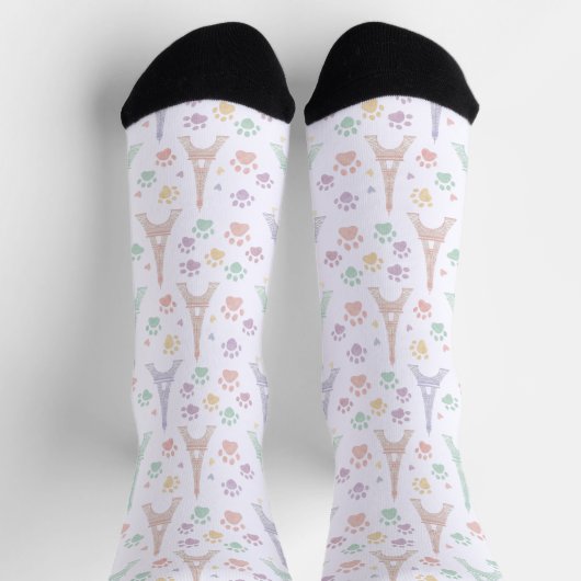 Pastel Paris Paw Print Socks Sokken (Top)