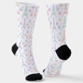 Pastel Paris Paw Print Socks Sokken (Gebogen)