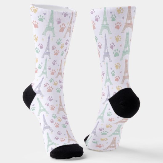Pastel Paris Paw Print Socks Sokken (Gebogen)