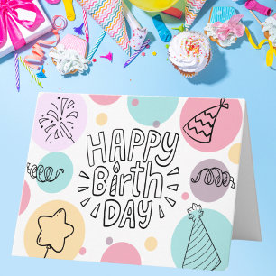 Pastel Party Doodle Verjaardag Kaart