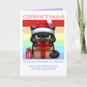 Pastel Party Panic Funny Cat Retro Christmas Photo Feestdagen Kaart (Voorkant)