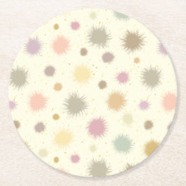 Pastel Party Pollen - naadloos patroon. Ronde Kartonnen Onderzetter