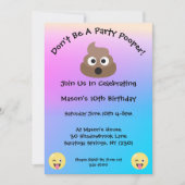 Pastel Party Pooper Emoji Verjaardag Uitnodigen Kaart (Voorkant)