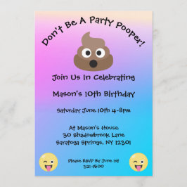 Pastel Party Pooper Emoji Verjaardag Uitnodigen Kaart