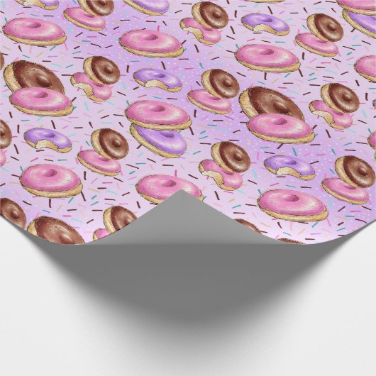 Pastel Party Sweets Donuts Verjaardag Cadeaupapier (Hoek)