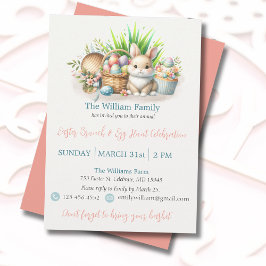 Pastel Pasen Brunchen & Eierenjacht Feestje Kaart