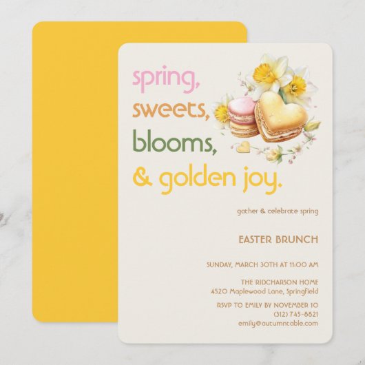 Pastel Pasen Brunchen Uitnodiging | Lente Feestje (Voorkant / Achterkant)