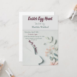 Pastel Pasen Eiersoeken Uitnodiging | Schattig & F