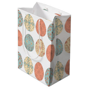 Pastel Pasen Gift Bag met Bloemen Ei Patroon – S Medium Cadeauzakje