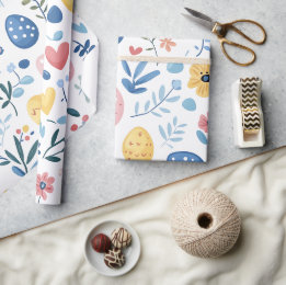 Pastel Pasen Grote print – 30" x 6' Roll Cadeaupapier