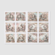 Pastel Pasenkonijnen voor Schelpen Decoupage