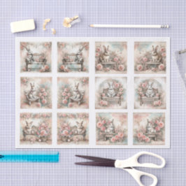 Pastel Pasenkonijnen voor Schelpen Decoupage Tissuepapier