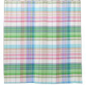 Pastel Pastel Blauw Groen Tartannen Patroon Douchegordijn (Voorkant)