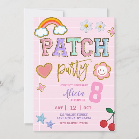 Pastel Patch Party Birthday Kaart (Voorkant)
